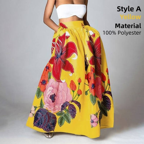 Bottoms Skirt Floral Holiday Women For Long Maxi - ROUTINE FASHION