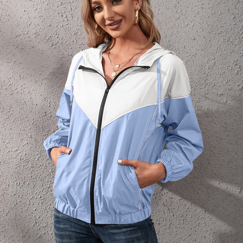 Outdoor Leisure Color Matching Hooded Waterproof Jacket - ROUTINE FASHION