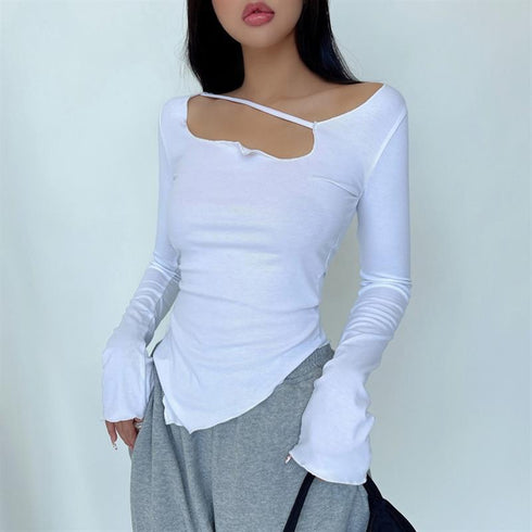 Small Slim Irregular Thin Blouse T-shirt - ROUTINE FASHION