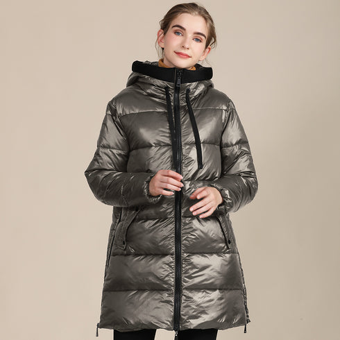 Women's Padded Nylon Bright Bread Hooded Winter Jacket - ROUTINE FASHION