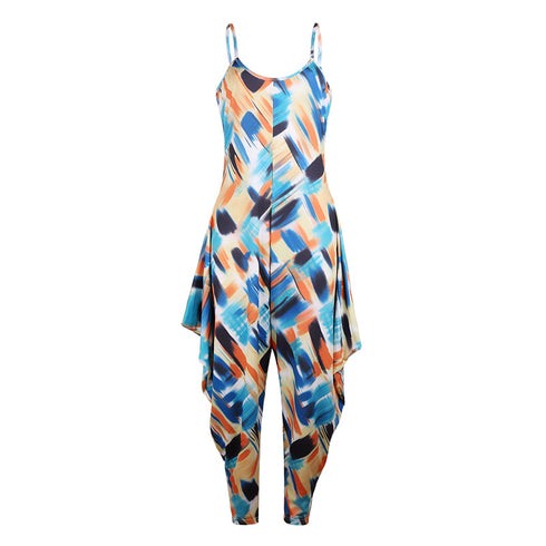 Printed Loose Suspenders Women Jumpsuit - ROUTINE FASHION
