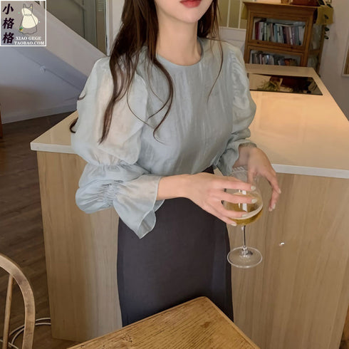 Women's Blouse Lantern Sleeve All-match Blouse - ROUTINE FASHION