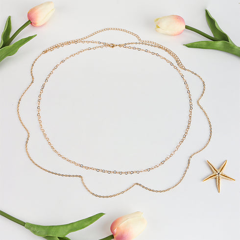 Sexy Metal Chain Double Body Chain Gold Heart Everything Stylish Beach Waist Chain Accessories Personality Waist - ROUTINE FASHION