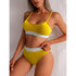 High Waist Bikini Swimwear Women Swimsuit New Push Up Biquini Ribbed Bathing Suit Women Sexy High Cut Bikinis Set - ROUTINE FASHION
