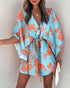 Women's V-Neck Tie Printed Beach Dress - ROUTINE FASHION
