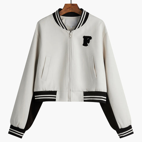 Woolen Coat Women Loose Short American Zipper Baseball Jacket - ROUTINE FASHION