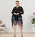 Women's Spring Denim Skirt With Fringe - ROUTINE FASHION