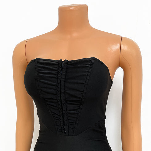 Sexy Pleated Ladies Wrap Hip Skirt Wrap Breast Dress - ROUTINE FASHION