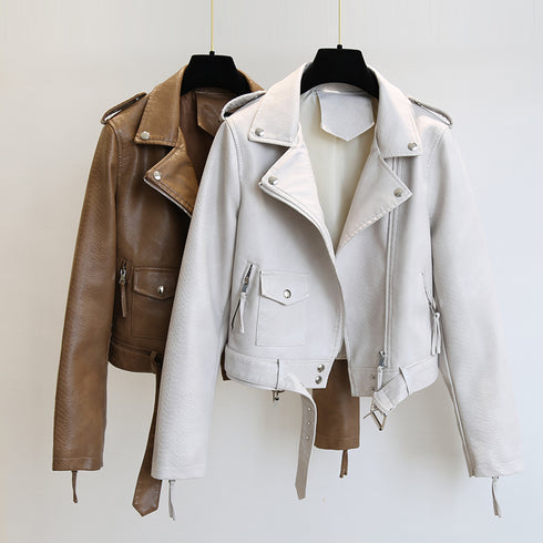 Women's Short Leather Jacket Spring And Autumn - ROUTINE FASHION