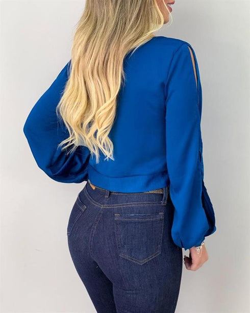 Tie Front Cut Out Tops Women Lace-Up Top Women - ROUTINE FASHION