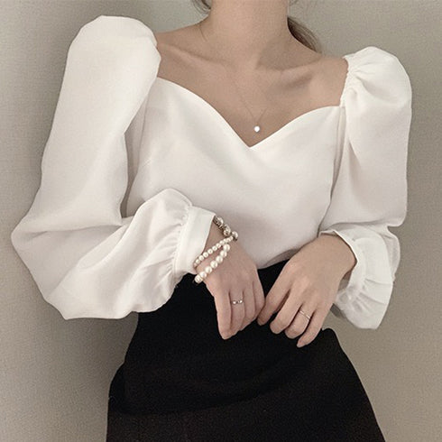 Loose Puffed Sleeve Blouse Blouse Woman - ROUTINE FASHION