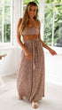 Women's Suspenders Printed Tops Wide Leg Pants Suit - ROUTINE FASHION