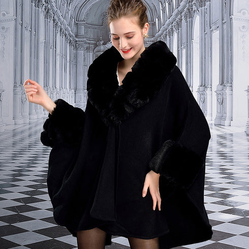 Women's Rex Rabbit Fur Shawl Cape - ROUTINE FASHION