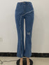 New style elastic ripped flared pants jeans women - ROUTINE FASHION