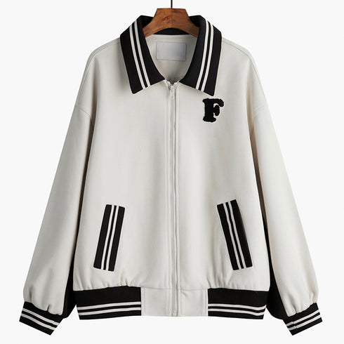 Woolen Coat Women Loose Short American Zipper Baseball Jacket - ROUTINE FASHION