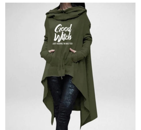 Letter Letters Print Hoodies For Women Long Irregular Sweats - ROUTINE FASHION