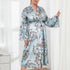 Long Robes For Women Flower Print Bathrobe V-neck Silk Sleepwear - ROUTINE FASHION
