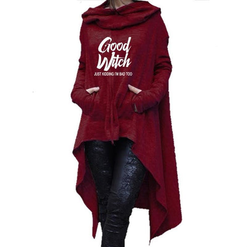 Letter Letters Print Hoodies For Women Long Irregular Sweats - ROUTINE FASHION