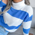 High Neck Long Sleeve Striped Mohair Knitted Jumper - ROUTINE FASHION