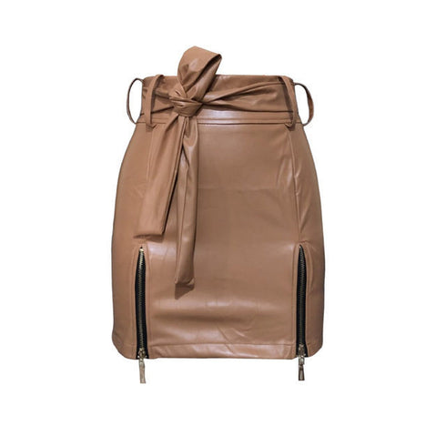 Women Bandage PU Leather Skirt Ladies Short Mini Skirts - ROUTINE FASHION