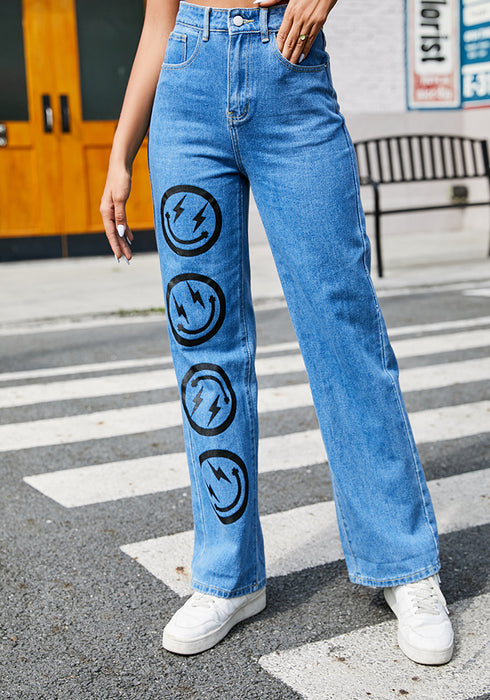 Street Jeans Women's Straight Trousers Blue - ROUTINE FASHION