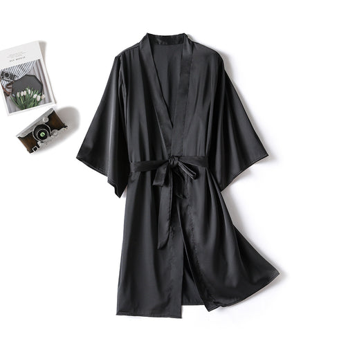 Women's One-Piece Mid-Length Solid Robe Bathrobe - ROUTINE FASHION