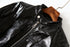 Black Bright Leather PU Short Motorcycle Leather Jacket Women's Jacket - ROUTINE FASHION
