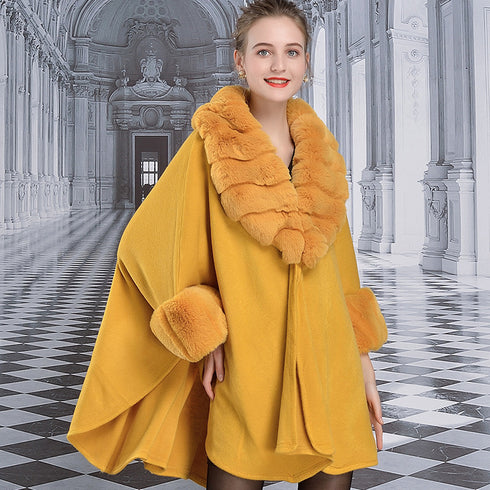 Women's Rex Rabbit Fur Shawl Cape - ROUTINE FASHION