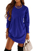 Women's Long Sleeve Mini Tunic Casual Round Neck Loose Dress - ROUTINE FASHION