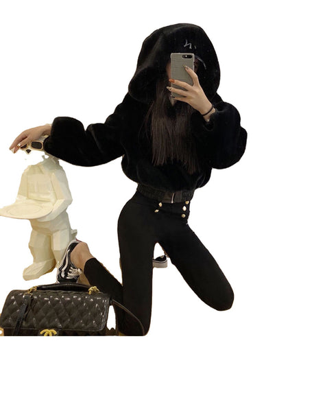 New Street Short High Waist Wool Hooded Coat Women - ROUTINE FASHION