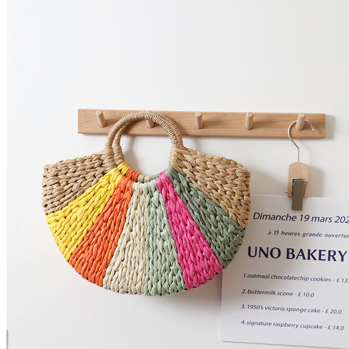 Beach Vacation Rainbow Straw Beach Bag - ROUTINE FASHION