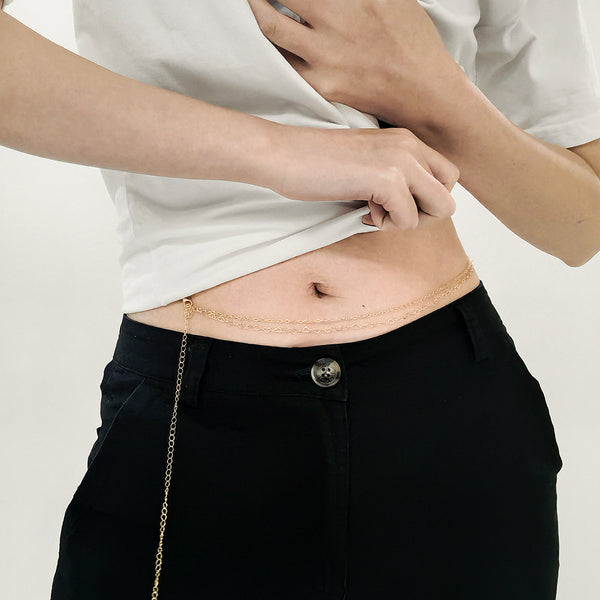 Sexy Metal Chain Double Body Chain Gold Heart Everything Stylish Beach Waist Chain Accessories Personality Waist - ROUTINE FASHION