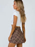 High Waist Short Plaid Mini Skirt Streetwear Brown Coffee Tartan Print - ROUTINE FASHION