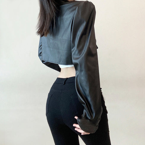 Street Biker Women's Short Leather Jacket - ROUTINE FASHION