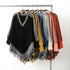 Fringed Cape Jacket With Hem Solid Color Sweater Shawl Sweater - ROUTINE FASHION