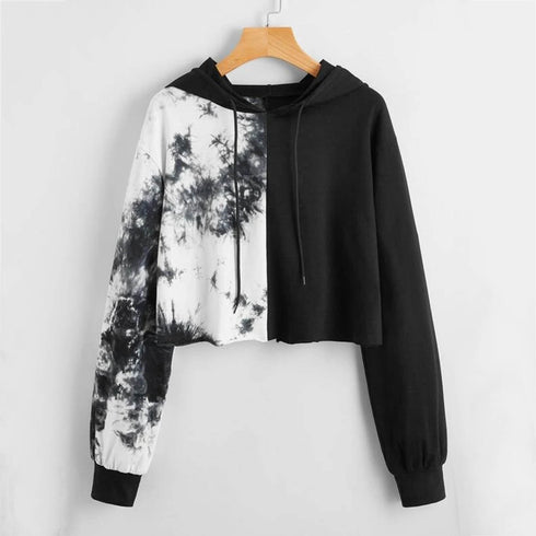 Hoodies Women Rainbow Tie Dye Print Women's Sweatshirt Autumn Cropped Hoodie Harajuku Streetwear Crop Top Hoodie Moletom - ROUTINE FASHION