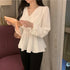 Solid Color Waist Long-sleeved Small Shirt Blouse - ROUTINE FASHION