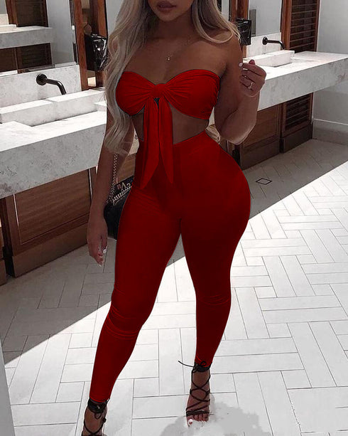 Women Tube Top Trousers Casual Suit - ROUTINE FASHION