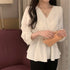 Solid Color Waist Long-sleeved Small Shirt Blouse - ROUTINE FASHION