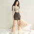 Women's Fashion Chicken Heart Collar Color Blocking High Elasticity Slim Long-sleeved Dress - ROUTINE FASHION