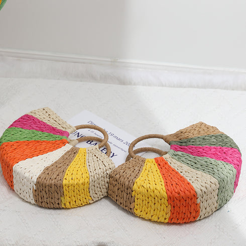 Beach Vacation Rainbow Straw Beach Bag - ROUTINE FASHION