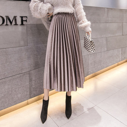 Gold velvet pleated skirt - ROUTINE FASHION