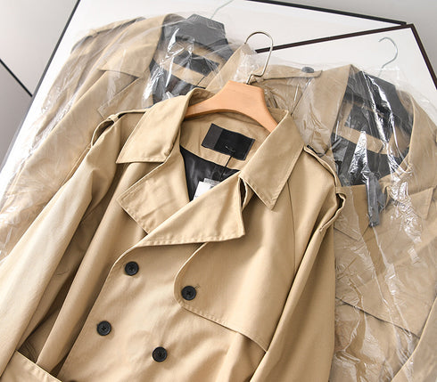 Englanza Cotton Double Breasted Classic Medium Length Trench Coat - ROUTINE FASHION