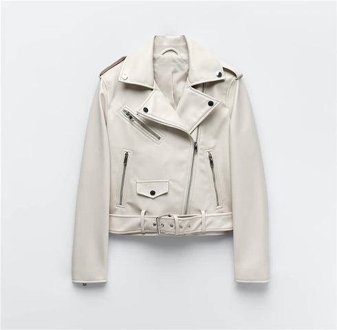 New Women's  Leather Motorcycle Jacket - ROUTINE FASHION