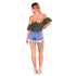 Blue High-waisted Feet Fringed Denim Shorts Women - ROUTINE FASHION