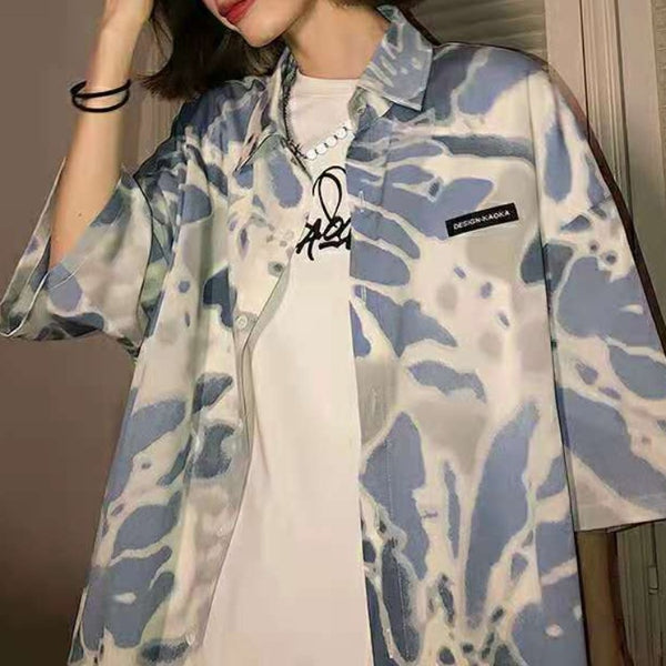 Tie-dye Short-sleeved Polo Collar Shirt - ROUTINE FASHION
