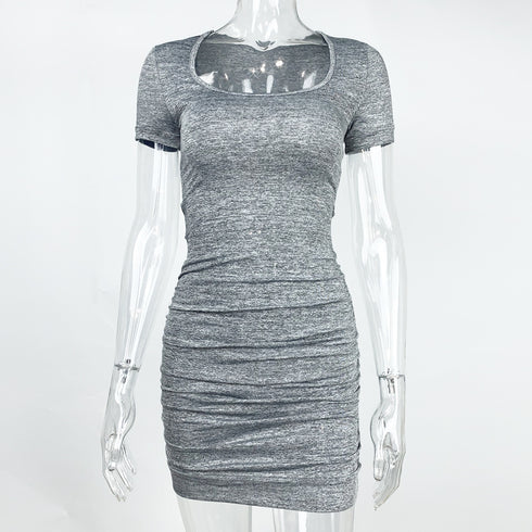 Hip Wrap Short Sleeve Pleated Skirt - ROUTINE FASHION