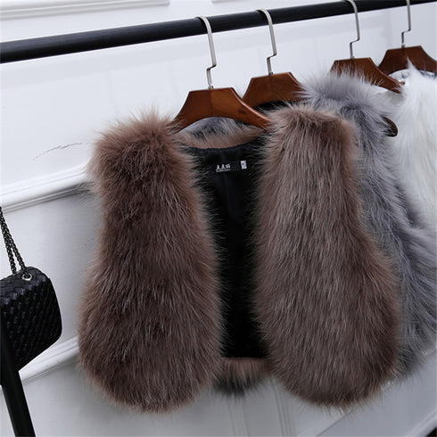 Faux Fox Fur Short Slim Waistcoat - ROUTINE FASHION