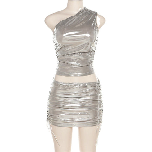 Top Wrap Buttocks Pleated Hot Short Skirt Set - ROUTINE FASHION