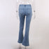 Cutout Statement Strapping Straight Leg Flared Jeans - ROUTINE FASHION
